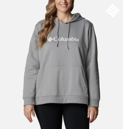 Women's Columbia Logo Hoodie Grey | Plus Size CA-EL64C